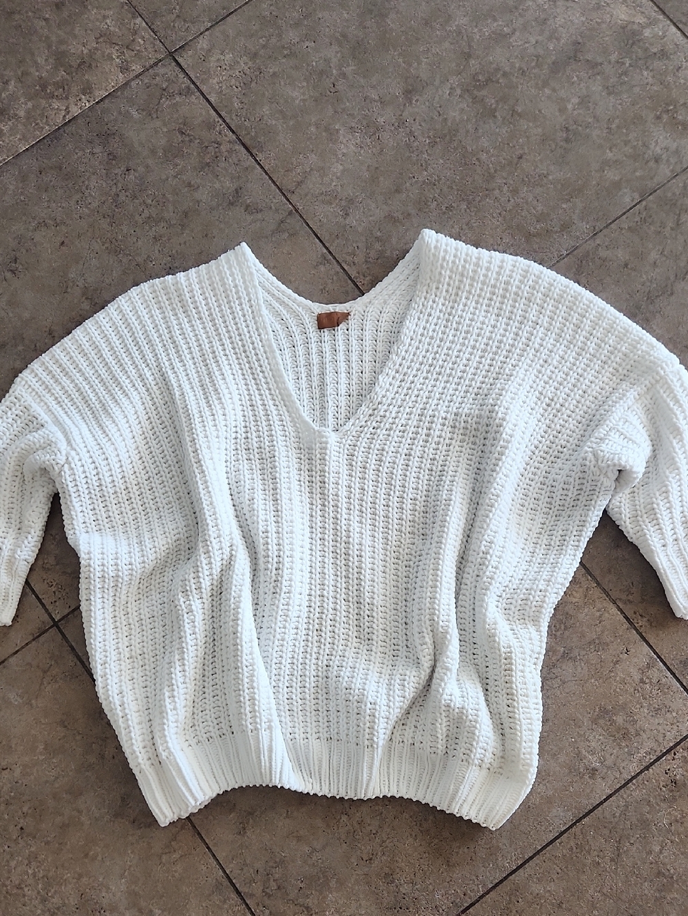 POL..White V Neck Sweater